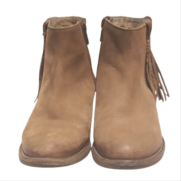Circle G Brown Suede Fringe Ankle Boots Women's Tan Western Booties Size…