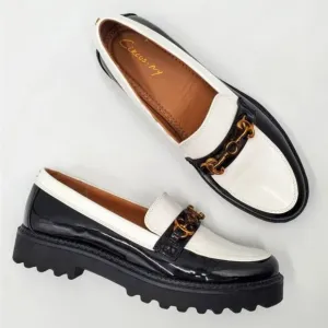 Circus by Sam EdelmanWomen's Deana Lug Sole Bit Loafers size 7.5 black white