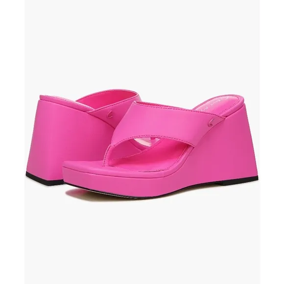 Circus NY by Sam Edelman Moira Wedge Sandals Hot Pink Punch Women’s Size 8