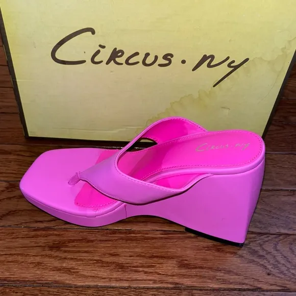 Circus NY by Sam Edelman Moira Wedge Sandals Hot Pink Punch Women’s Size 8