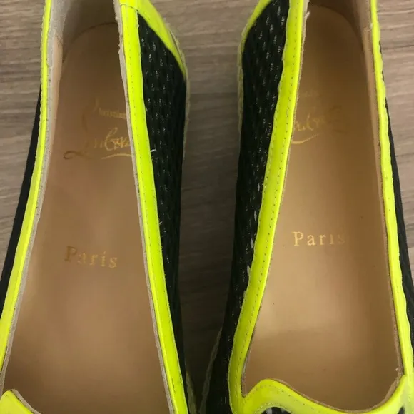 CL Christian Louboutin Black and Yellow Espadrille Shoes size 36 6