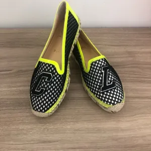 CL Christian Louboutin Black and Yellow Espadrille Shoes size 36 6