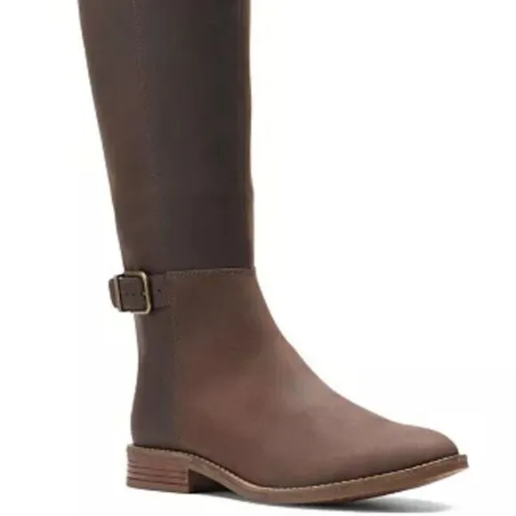 Clarks Camzin Branch Tall Regular Calf Boots- Dark Brown Leather- Sz 10 Wide