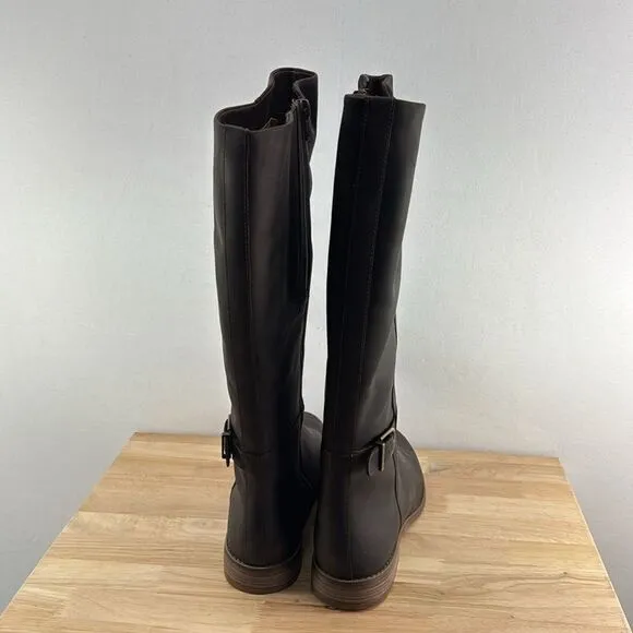 Clarks Camzin Branch Tall Regular Calf Boots- Dark Brown Leather- Sz 10 Wide