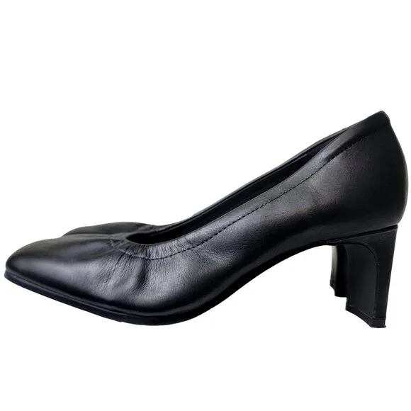 Clarks Leather Ballet Style Block Heels Women 8.5 Black Shoes Formal Work Party