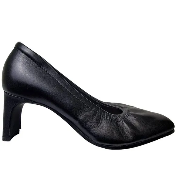 Clarks Leather Ballet Style Block Heels Women 8.5 Black Shoes Formal Work Party