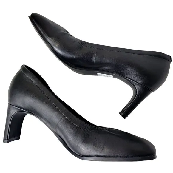 Clarks Leather Ballet Style Block Heels Women 8.5 Black Shoes Formal Work Party