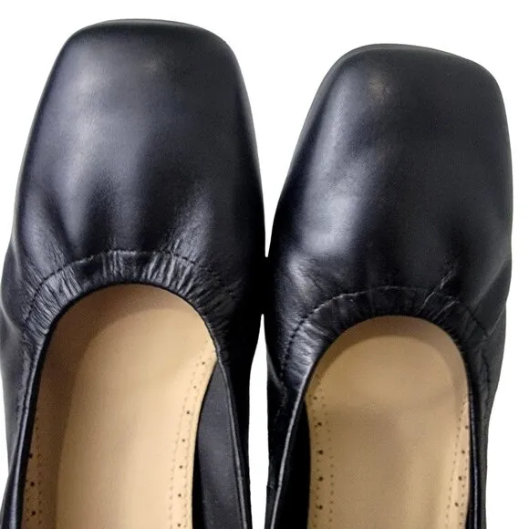 Clarks Leather Ballet Style Block Heels Women 8.5 Black Shoes Formal Work Party