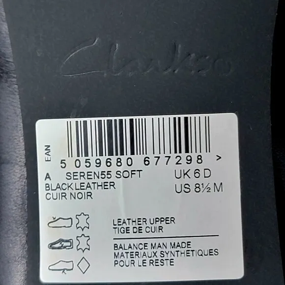 Clarks Leather Ballet Style Block Heels Women 8.5 Black Shoes Formal Work Party