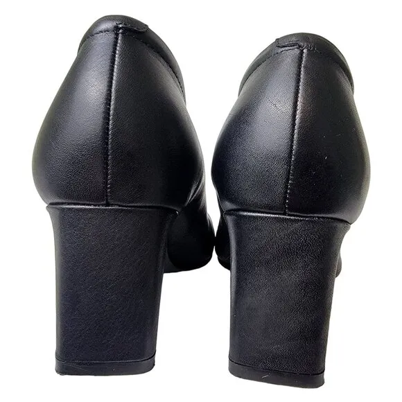 Clarks Leather Ballet Style Block Heels Women 8.5 Black Shoes Formal Work Party