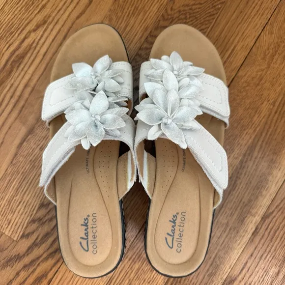 Clark’s Merliah Raelyn women’s 9.5 sandals, Leather wedge, Velcro
