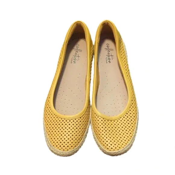 Clark's perforated leather espadrilles yellow