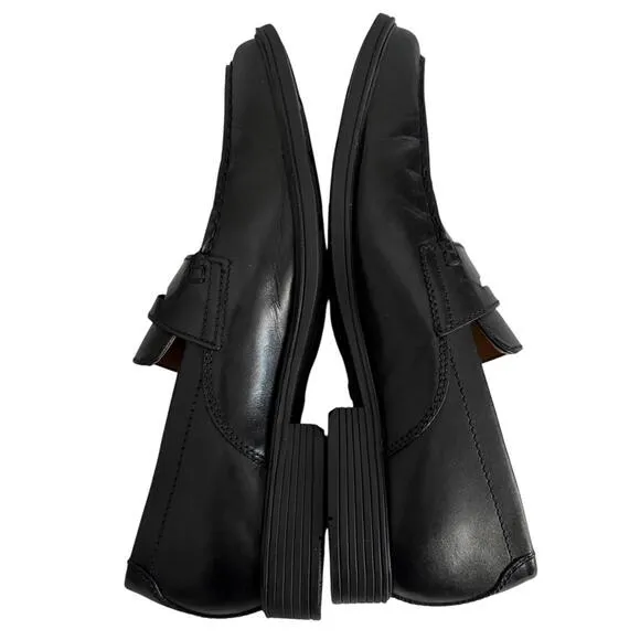 CLARKS‎ Tilden Way Black Leather Mens Soft Cushion Penny Loafers, 9
