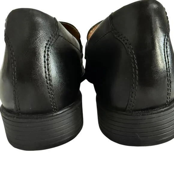 CLARKS‎ Tilden Way Black Leather Mens Soft Cushion Penny Loafers, 9