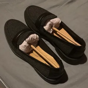 Clarks Westlynn Bay Black Tweed and Leather Loafers New in Box