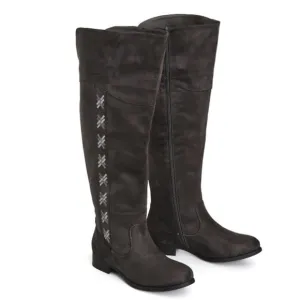 Cloudwalkers 7W EXTRA WIDE FIT &amp; CALF Gray Nadia Faux Suede Tall Boots HY08