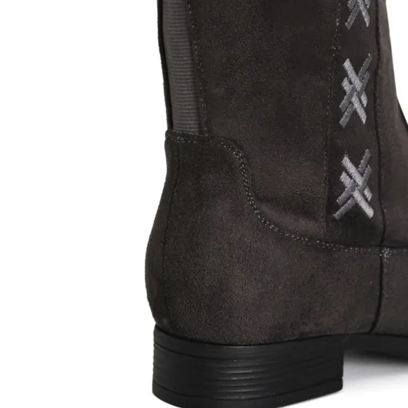 Cloudwalkers 7W EXTRA WIDE FIT &amp; CALF Gray Nadia Faux Suede Tall Boots HY08