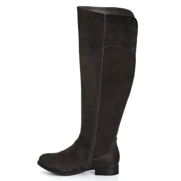 Cloudwalkers 7W EXTRA WIDE FIT &amp; CALF Gray Nadia Faux Suede Tall Boots HY08