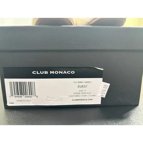 Club Monaco NIB Sofii Leather Loafer‎ Flats in Bone Size EU 37 / US 7 MSRP $179