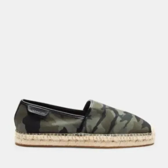 Coach Canvas Camouflage Green Slip On Espadrille Shoe Men's Size US 9 New In Box
