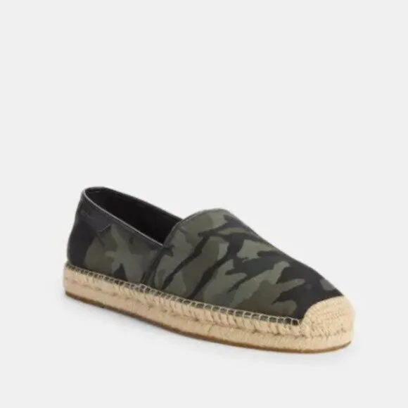 Coach Canvas Camouflage Green Slip On Espadrille Shoe Men's Size US 9 New In Box