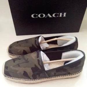 Coach Canvas Camouflage Green Slip On Espadrille Shoe Men's Size US 9 New In Box