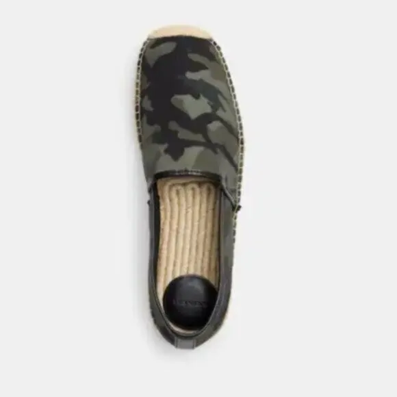 Coach Canvas Camouflage Green Slip On Espadrille Shoe Men's Size US 9 New In Box