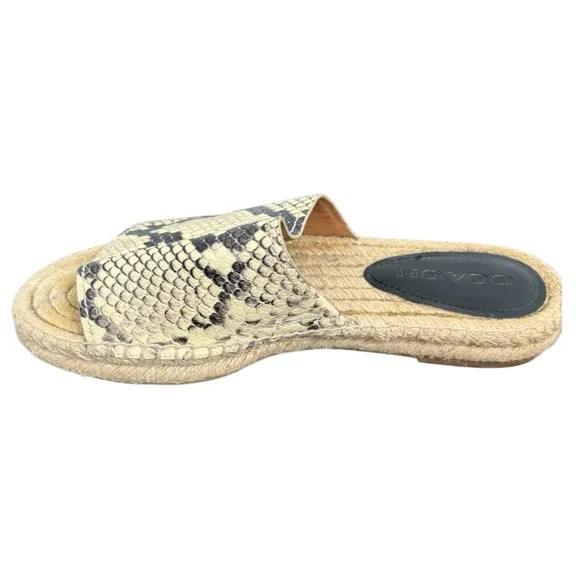 Coach Claudia Snakeskin Print Espadrille Slides Jute Flat Sandals Size 8.5