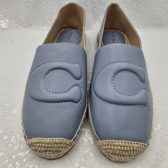 Coach Cruz Leather Espadrille Blue Slip-on Flats Women's sz 10