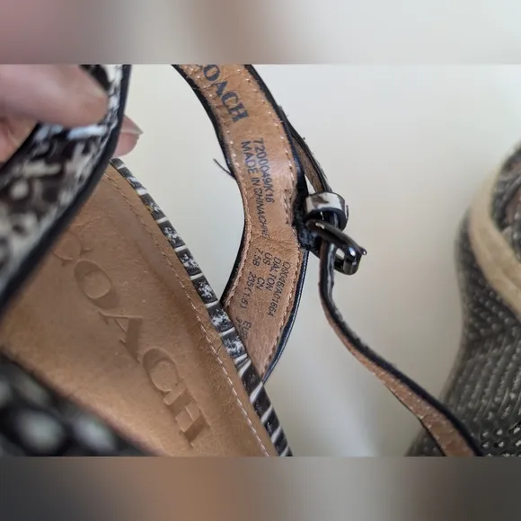 Coach Dalton Snakeskin Leather Braided Espadrille Wedge Strappy Sandal sz 7½