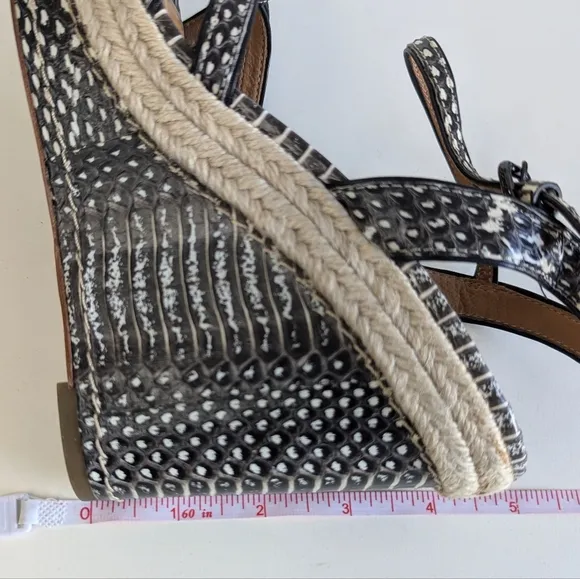 Coach Dalton Snakeskin Leather Braided Espadrille Wedge Strappy Sandal sz 7½