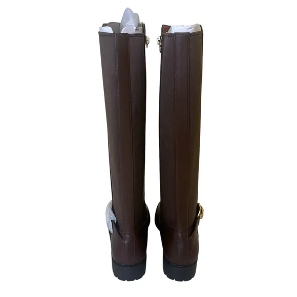 COACH Farrah Wide-Calf Logo Buckle Riding Boots NEW