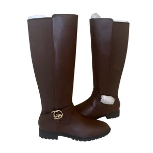 COACH Farrah Wide-Calf Logo Buckle Riding Boots NEW