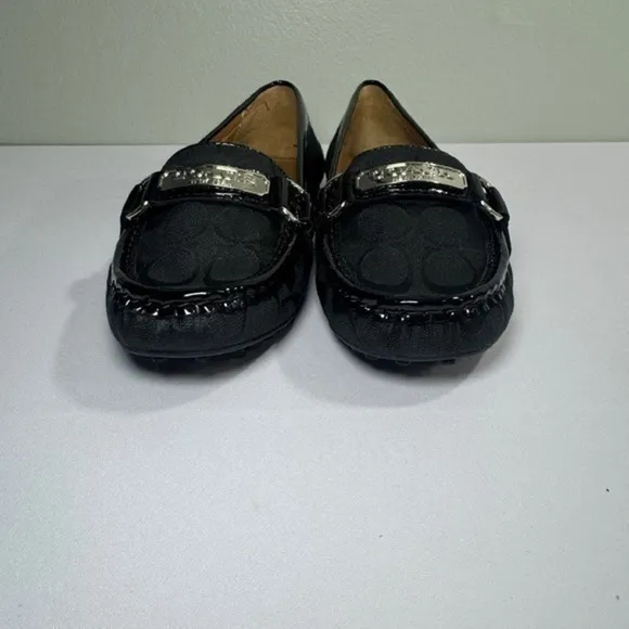 Coach Felicia Black Loafers Signature Jacquard Slip On Flats Shoes With Box 8.5