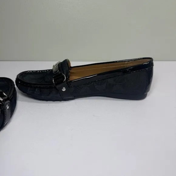 Coach Felicia Black Loafers Signature Jacquard Slip On Flats Shoes With Box 8.5