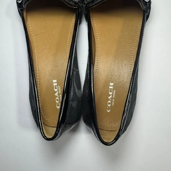 Coach Felicia Black Loafers Signature Jacquard Slip On Flats Shoes With Box 8.5