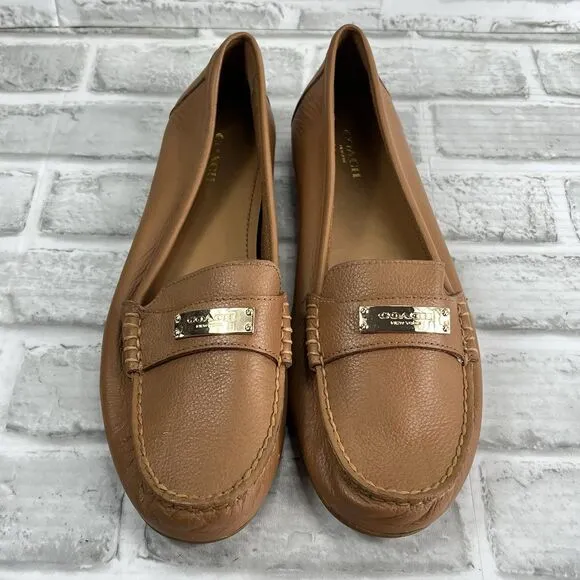 Coach Fredrica Women's Size 10 B Brown Pebbled Leather Driver Comfort Loafers