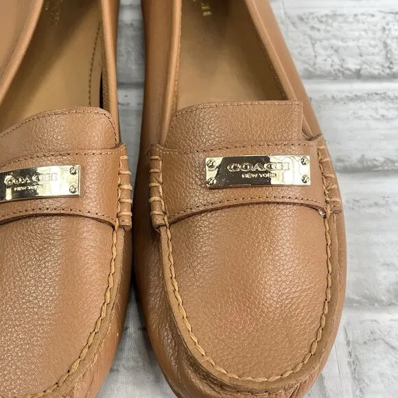 Coach Fredrica Women's Size 10 B Brown Pebbled Leather Driver Comfort Loafers