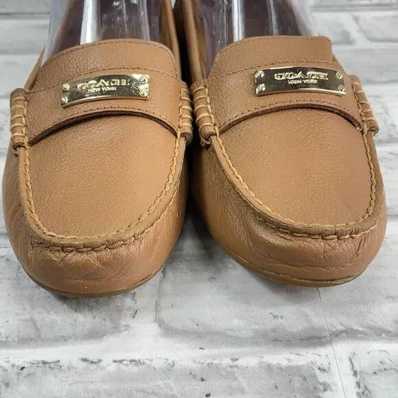 Coach Fredrica Women's Size 10 B Brown Pebbled Leather Driver Comfort Loafers