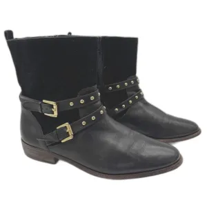 Coach Lilliana Suede &amp; Leather Buckle Accent Boots   Size 8.5