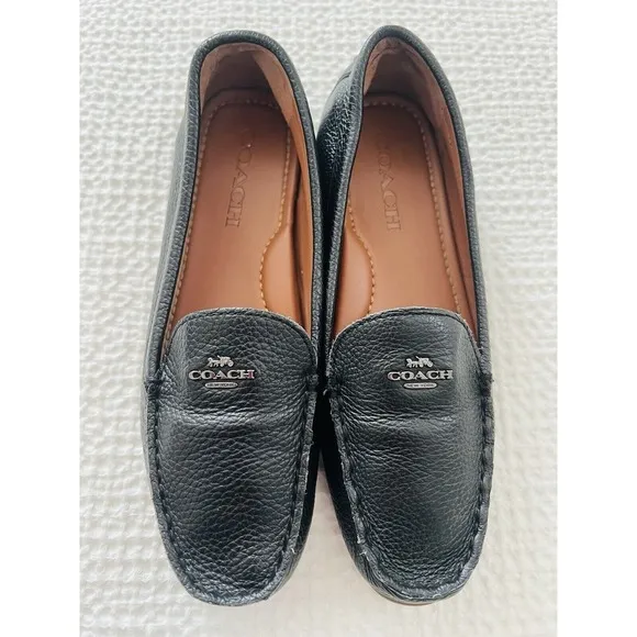 COACH‎ Marley Driver Black Pebbled Leather Slip On Loafers G2687 Womens Size 7B
