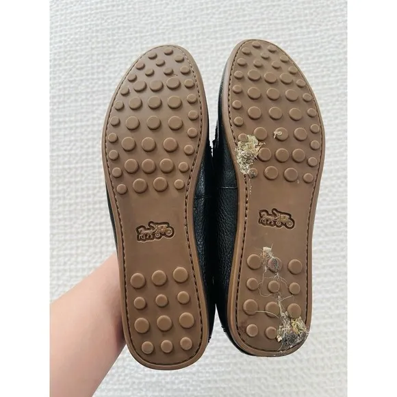 COACH‎ Marley Driver Black Pebbled Leather Slip On Loafers G2687 Womens Size 7B