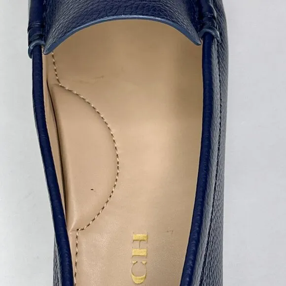 COACH Marley Driver Blue Slip On Loafers Flats‎ Pebbled Leather G4835 Size 8B US