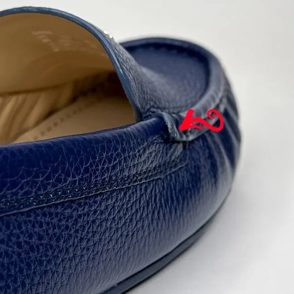 COACH Marley Driver Blue Slip On Loafers Flats‎ Pebbled Leather G4835 Size 8B US