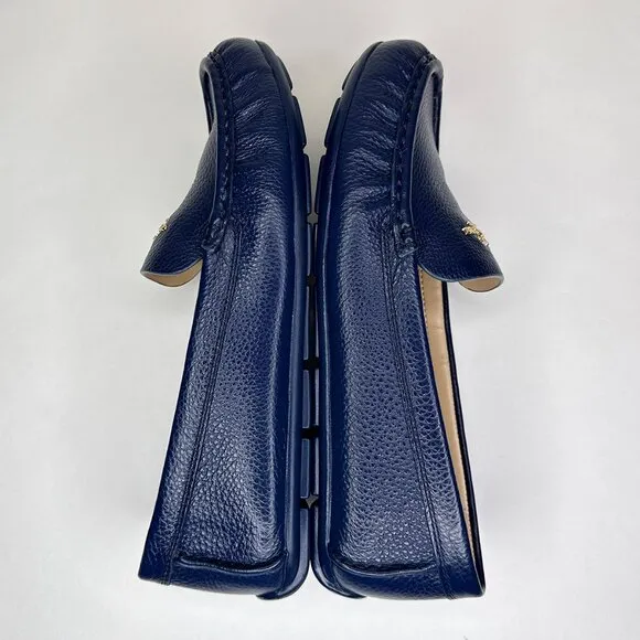 COACH Marley Driver Blue Slip On Loafers Flats‎ Pebbled Leather G4835 Size 8B US