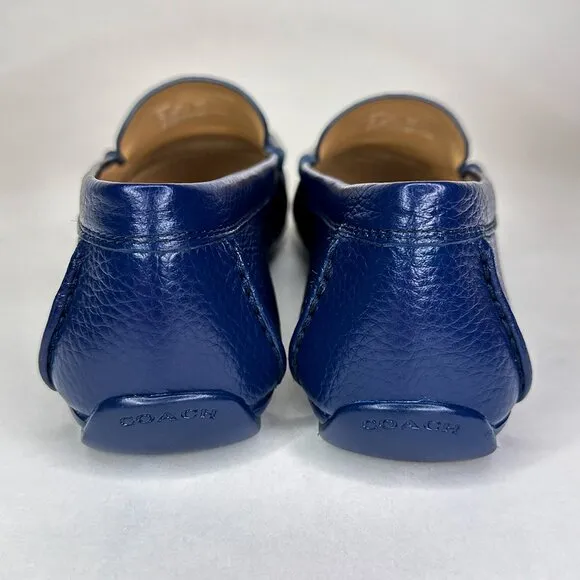 COACH Marley Driver Blue Slip On Loafers Flats‎ Pebbled Leather G4835 Size 8B US