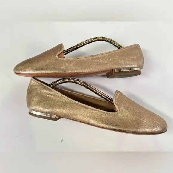 COACH Metallic Gold CATRIN flat loafers‎ size 8.5