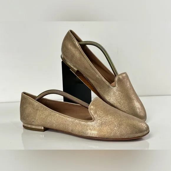 COACH Metallic Gold CATRIN flat loafers‎ size 8.5
