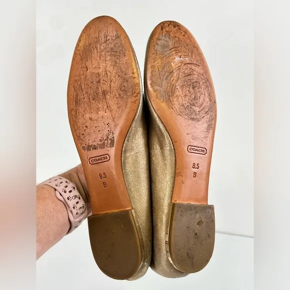 COACH Metallic Gold CATRIN flat loafers‎ size 8.5