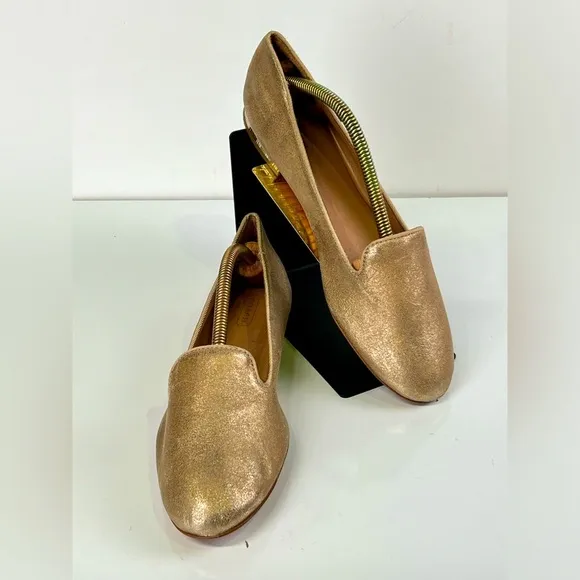 COACH Metallic Gold CATRIN flat loafers‎ size 8.5